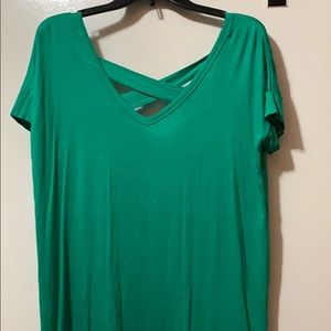Shop Basic emerald green piko dress small